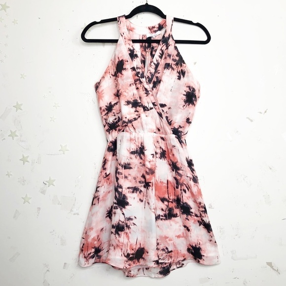 PARKER palm tree pink wrap front and back Silk mini dress - Picture 8 of 15